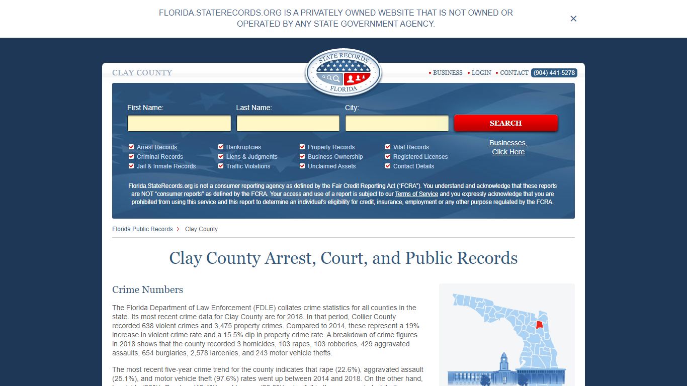 Clay County Arrest, Court, and Public Records